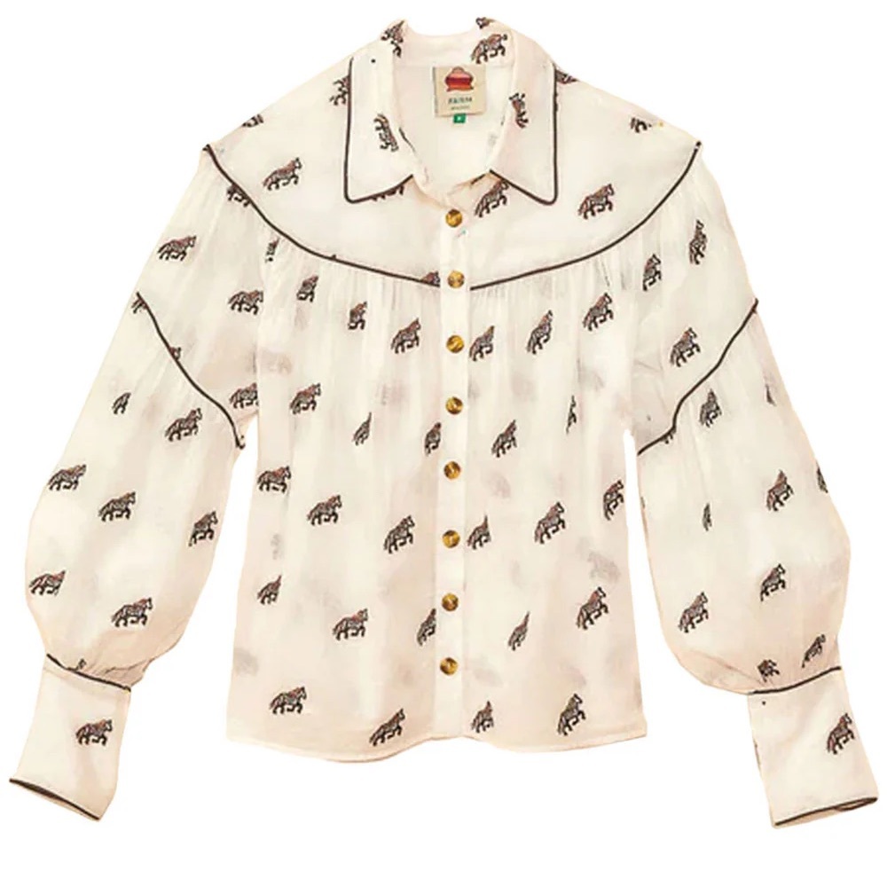 NWOT Farm Rio Horses Long Sleeve Blouse